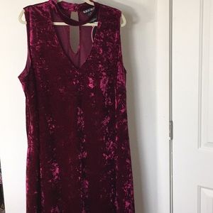 Red crushed velvet dress